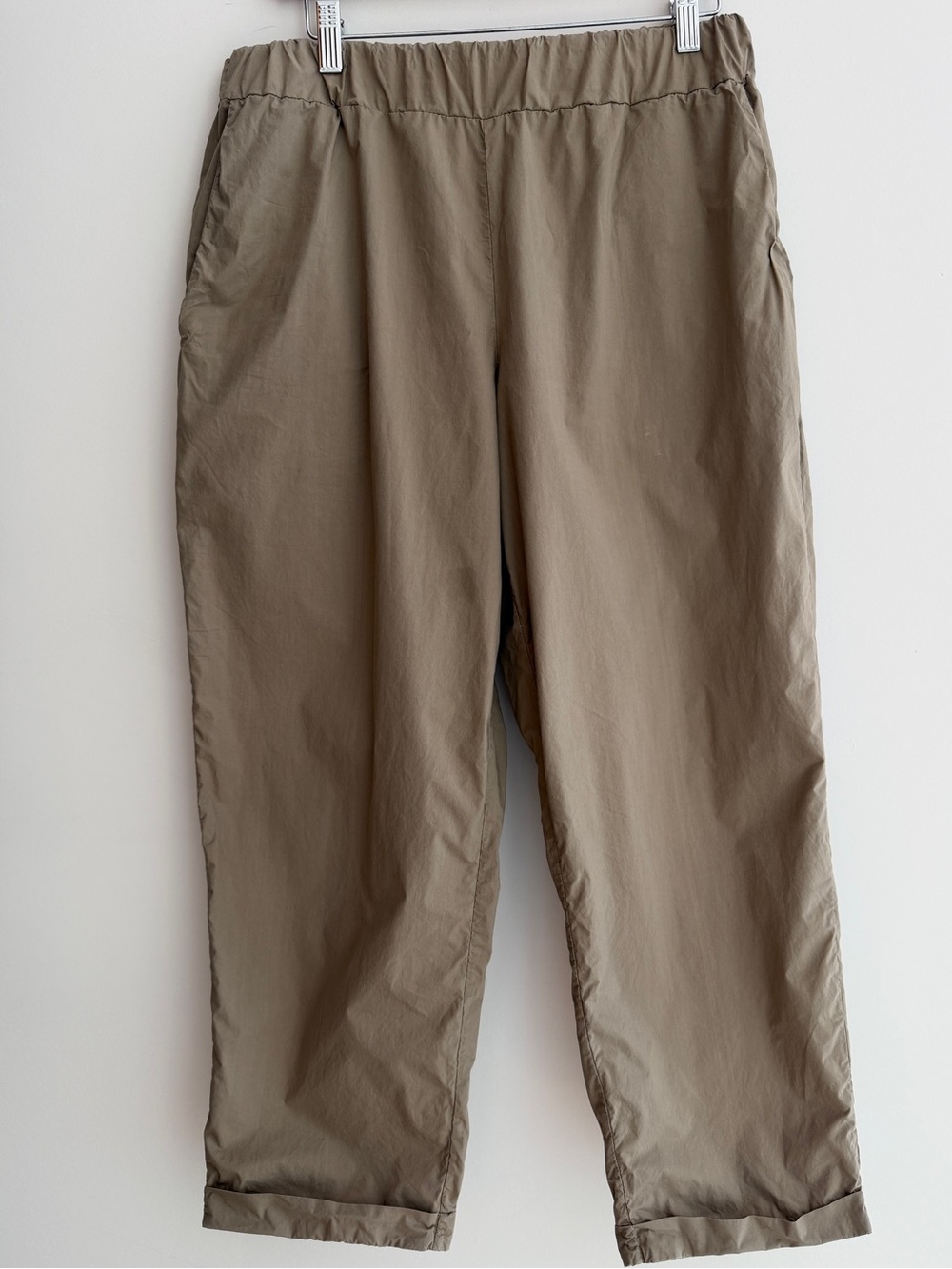 LABO.ART Vela Clara Cotton Pants Relaxed Taper Pull On Elastic Waist Minimalist